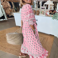 Printed V-Neck Midi Dress