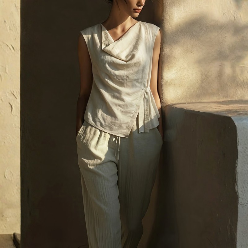 | Women’s Vintage Asymmetric Casual Blouse