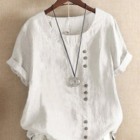 Women’s Summer Button Detail Casual Blouse Chic Everyday Top