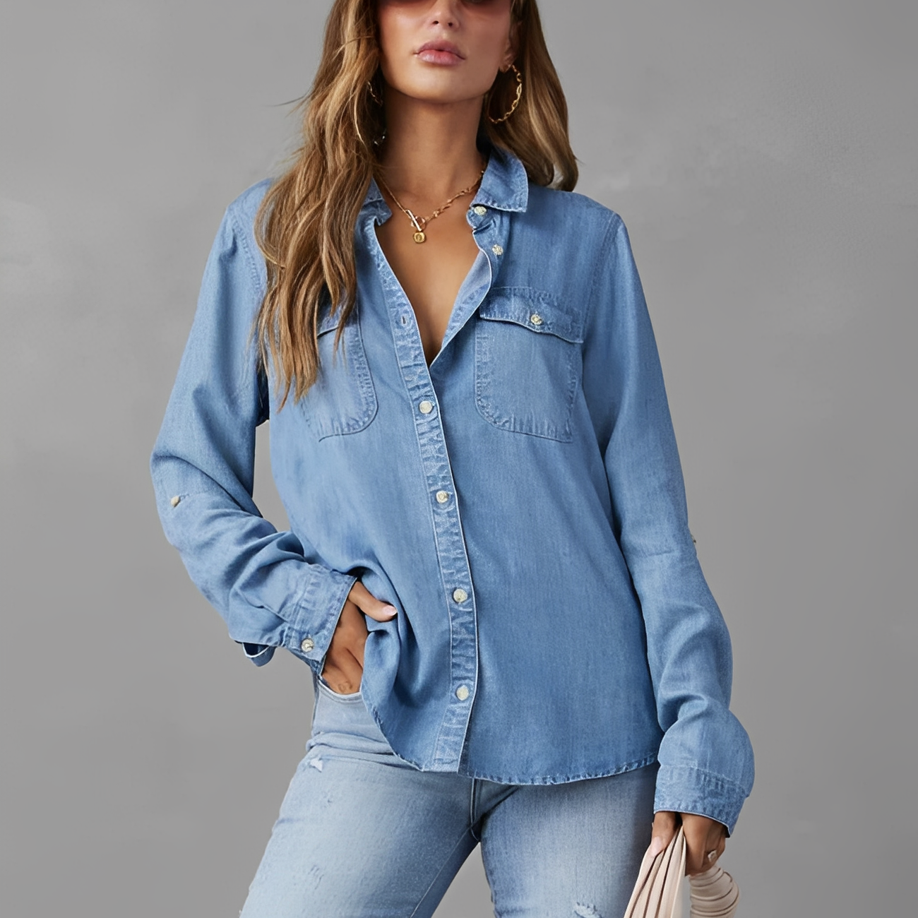 Women’s Classic Long Sleeve Denim Shirt