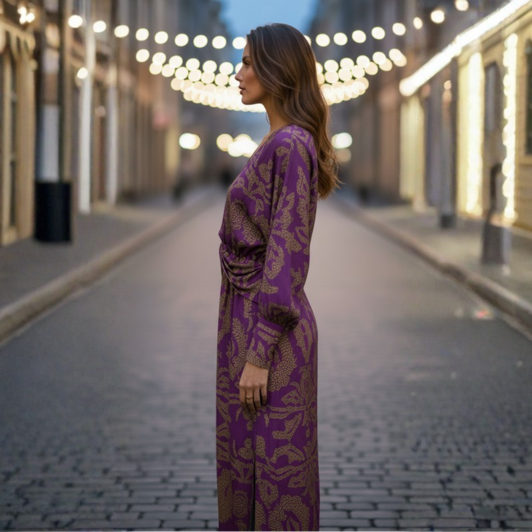 Elegant V-Neck Midi Dress