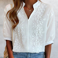 Women’s Lightweight V Neck Puff Sleeve Summer Blouse