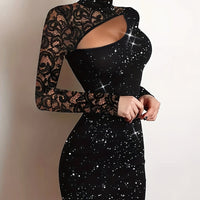 Hollow-Out Slim Fit Hip-Wrapping Dress Elegant Bodycon