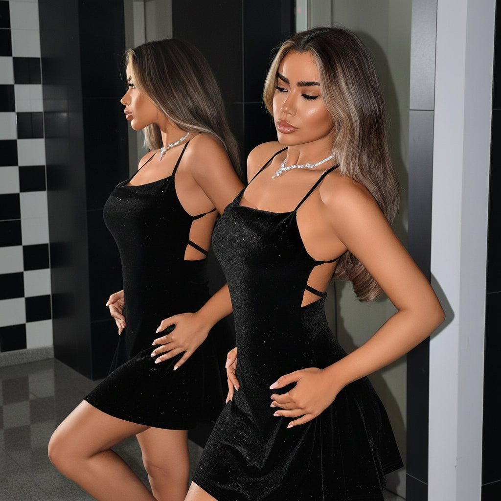 Short Backless Dress with Sculpted Shape