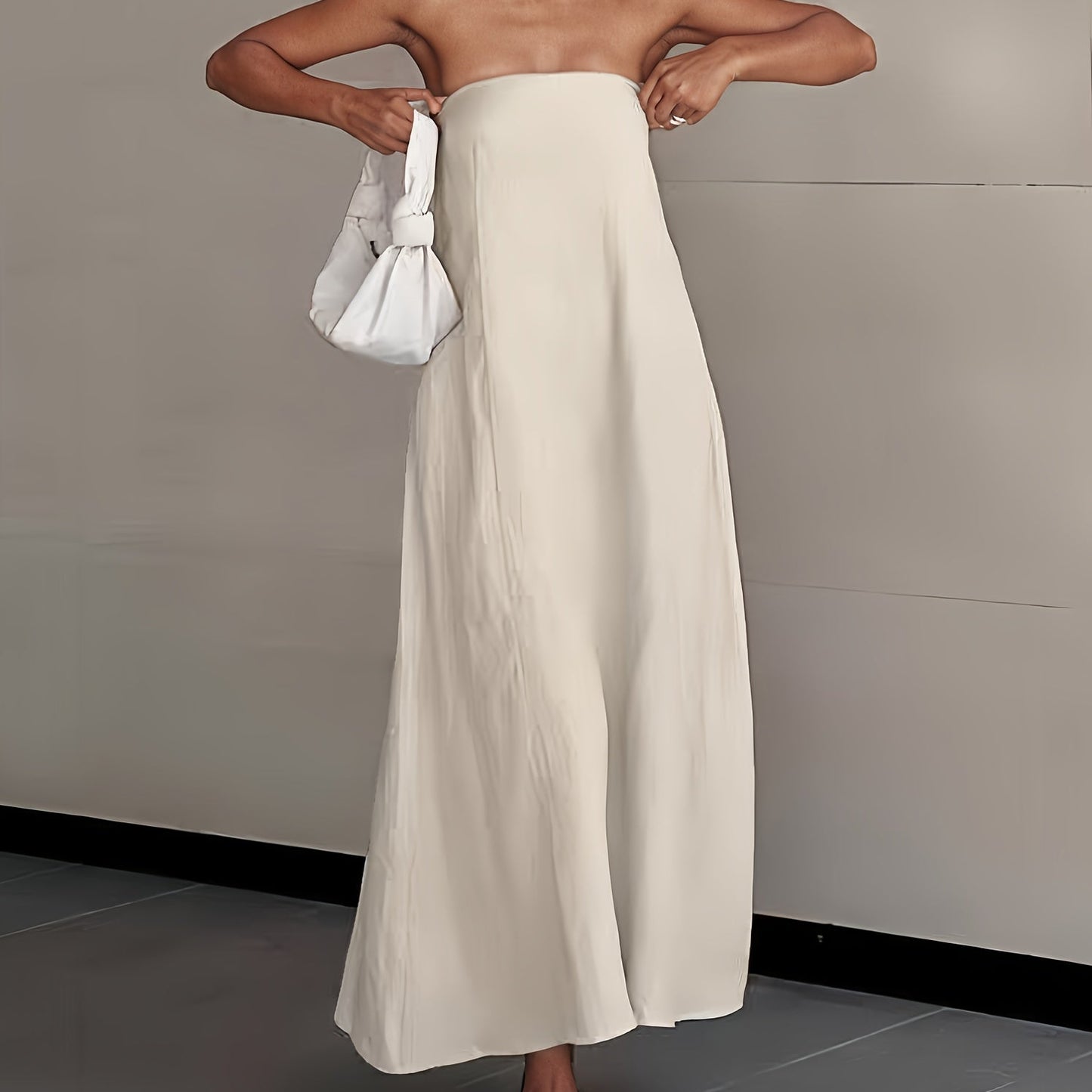 Elegant Backless Linen Dress, Women's High Waist Maxi, Summer Collection