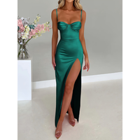 Satin Bodycon Evening Dress with High Split