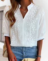 Women’s Lightweight V Neck Puff Sleeve Summer Blouse