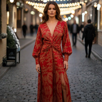 Elegant V-Neck Midi Dress