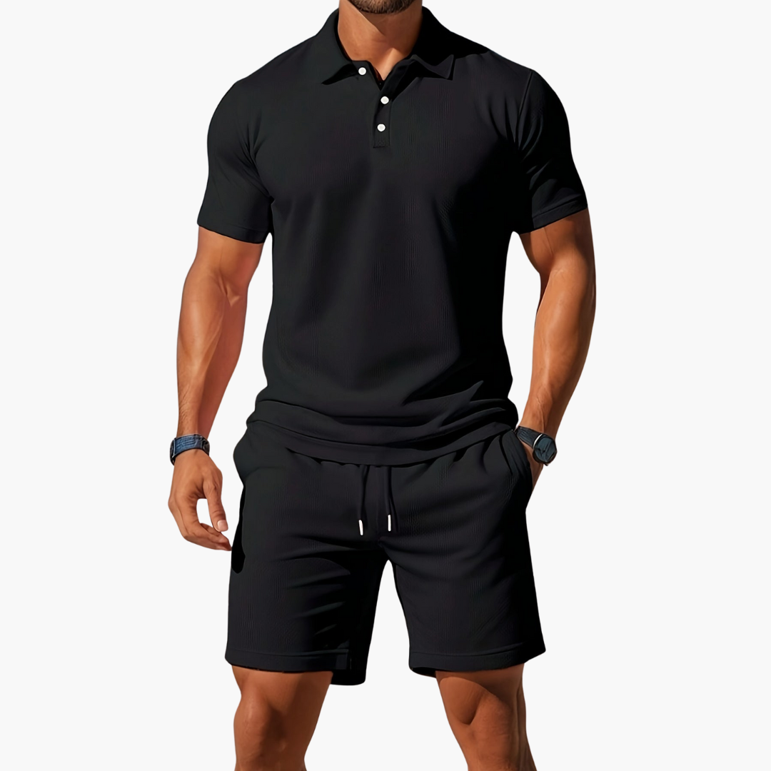 Zane | Men’s Short Sleeve Polo and Drawstring Shorts Set