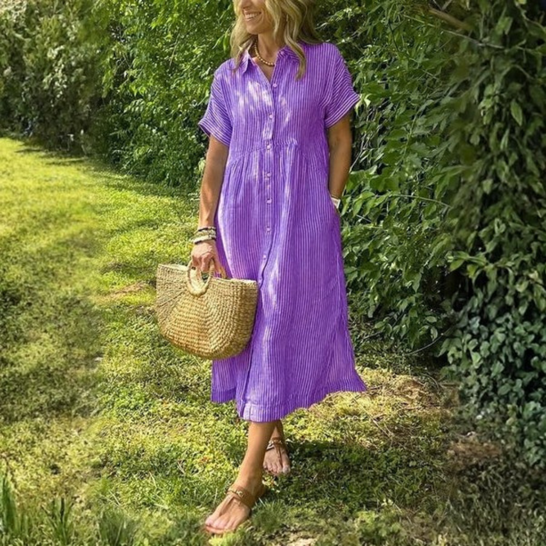 Women’s Striped Shirt Maxi Dress