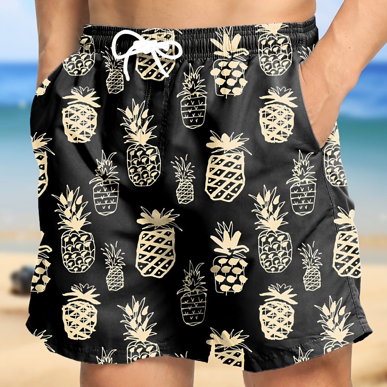 Tropical Board Shorts for Men Drawstring Lightweight Swimwear