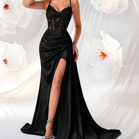Women’s Elegant Backless V-Neck Dress with Embroidery and High-Waisted Silhouette, Perfect for Parties