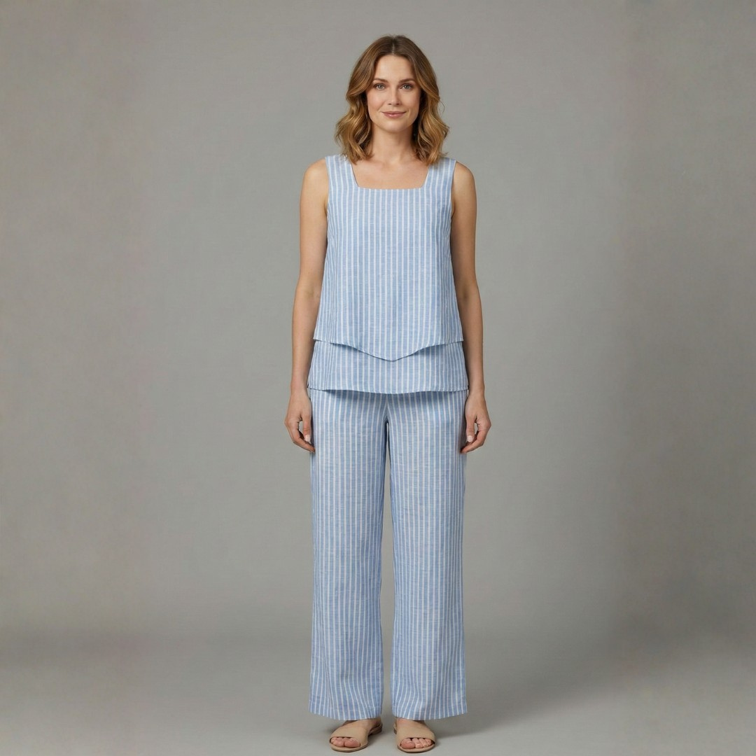 Women’s Two Piece Set with Sleeveless Top and Wide Legs