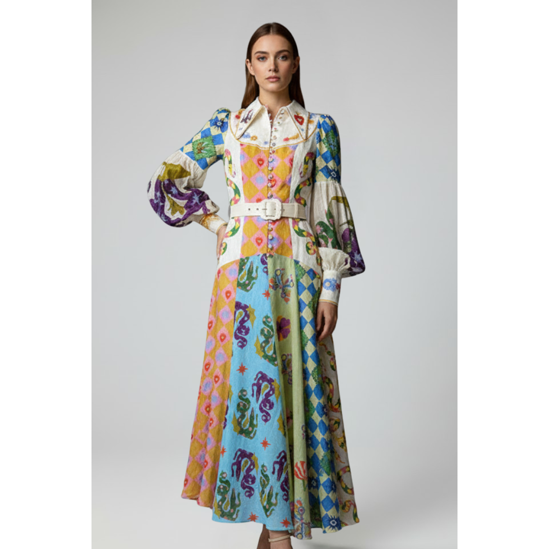 | Women’s V-Neck Long Sleeve Maxi Dress