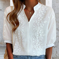 V-Neck Puff Sleeve Blouse
