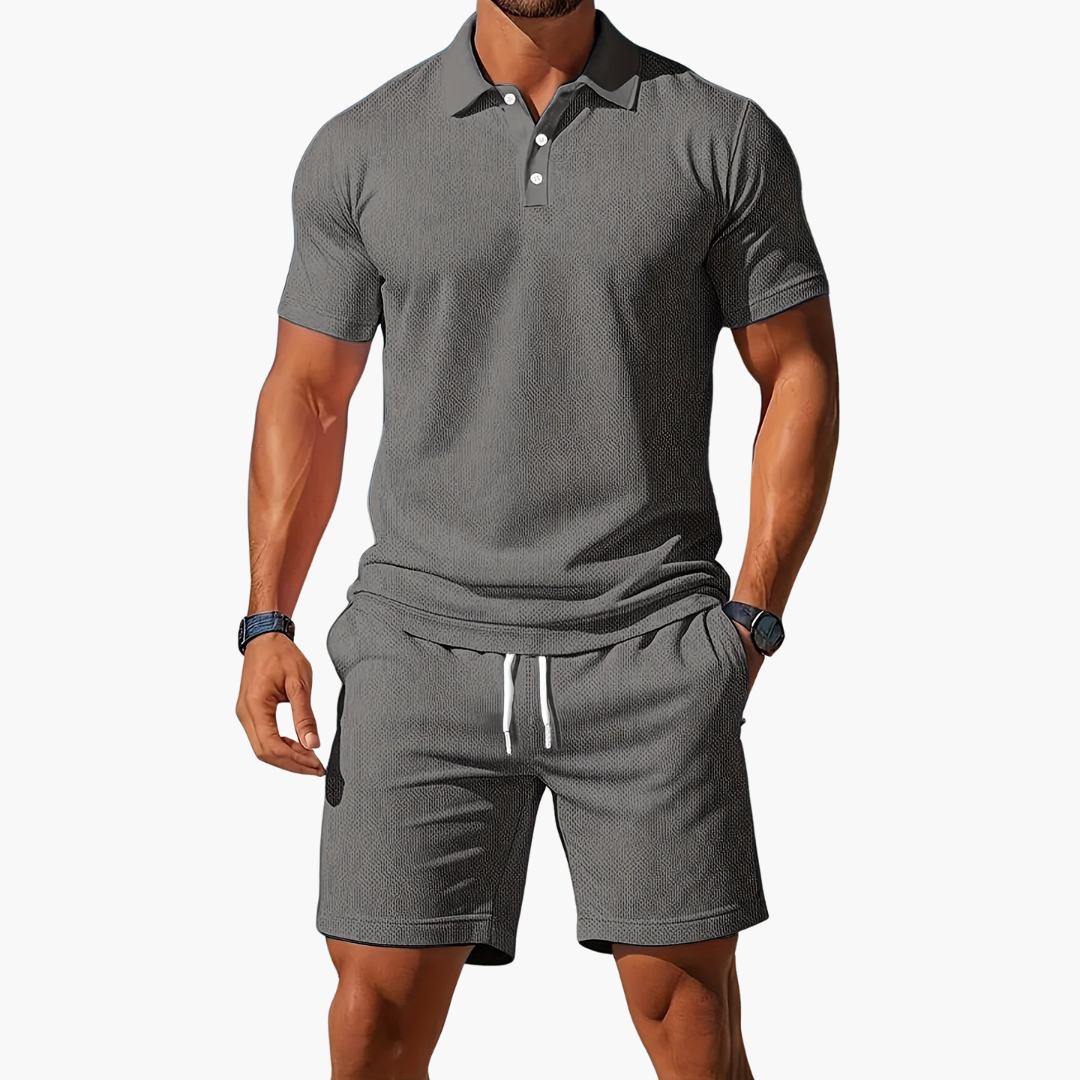 Zane | Men’s Short Sleeve Polo and Drawstring Shorts Set