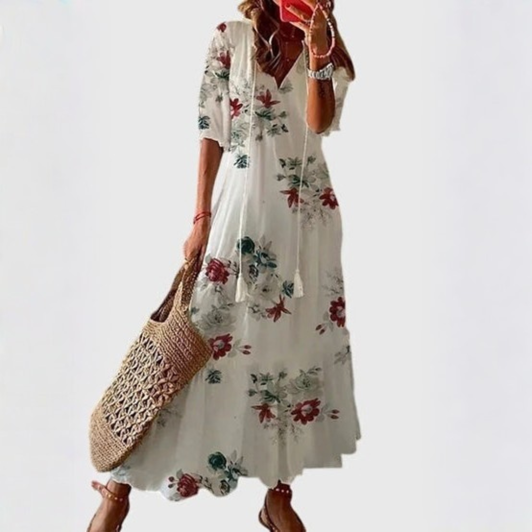 Boho Vintage V-Neck Summer Dress