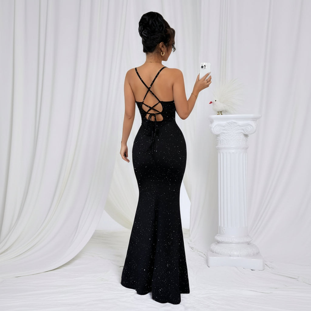 Glam Sequin Maxi with Flared Skirt