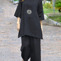 | Women’s Colorblock Casual Shirt and Wide Leg Pants Set