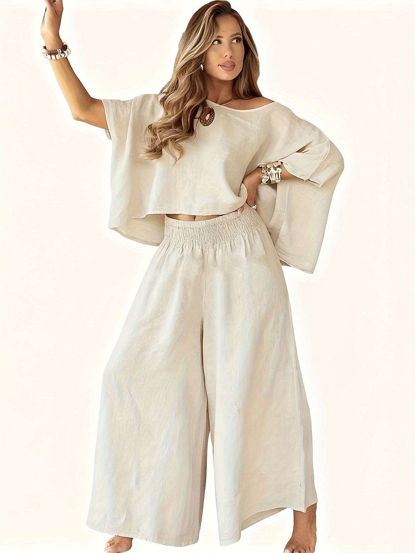 Women’s Casual Off-Shoulder Long Sleeve Top and Pants Set