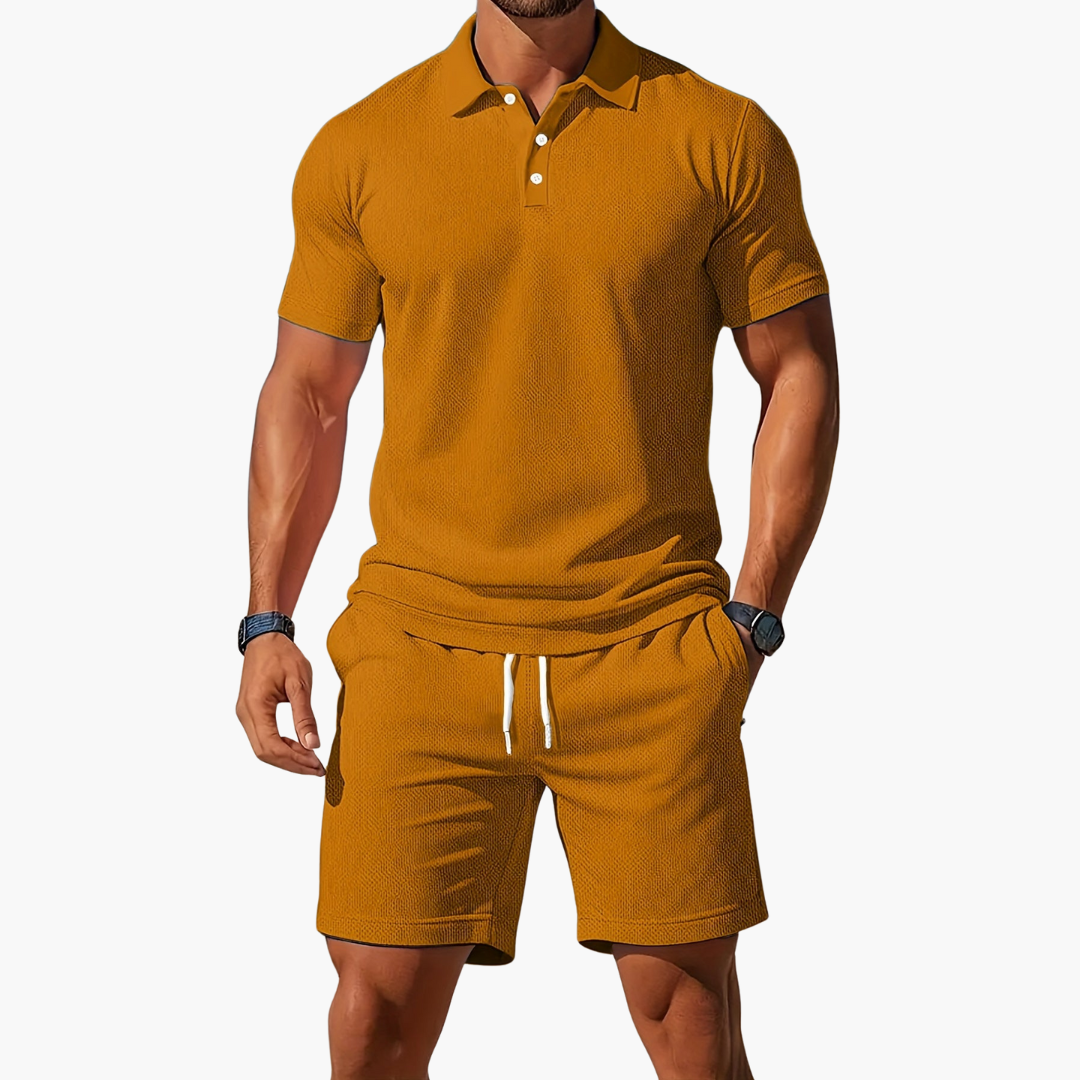 Zane | Men’s Short Sleeve Polo and Drawstring Shorts Set