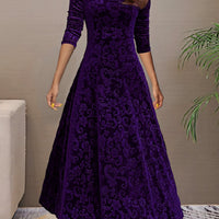 Long Sleeve Velvet Dress with Elegant Flow