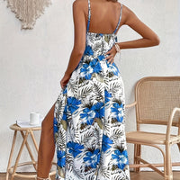 Elegant Floral Split Dress Lightweight Summer Sundress
