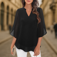 Flowy V-Neck Chiffon Women’s Blouse