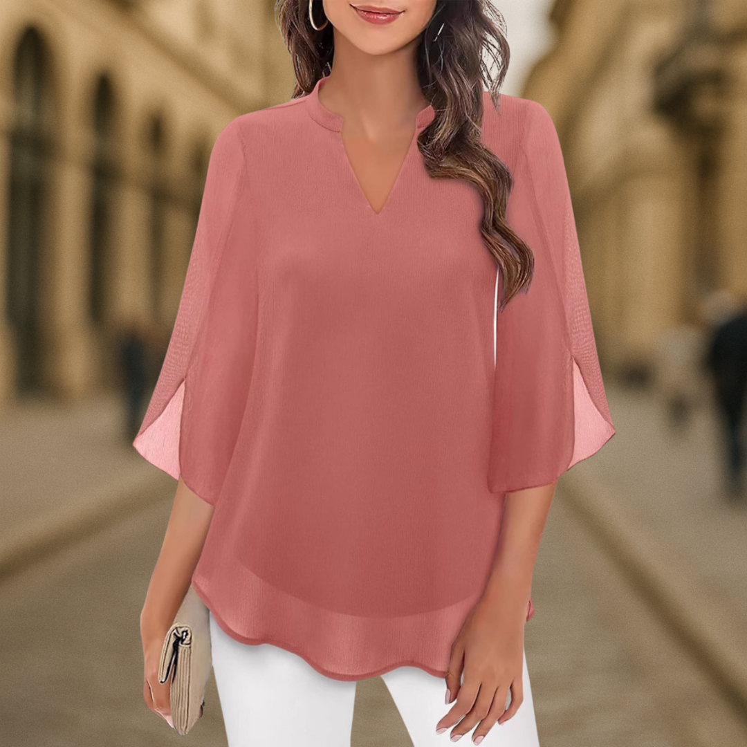 Flowy V-Neck Chiffon Women’s Blouse