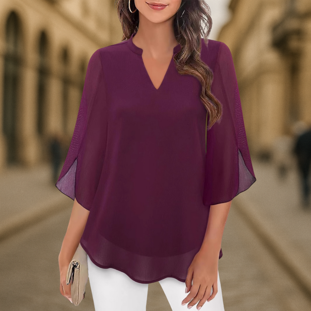 Flowy V-Neck Chiffon Women’s Blouse