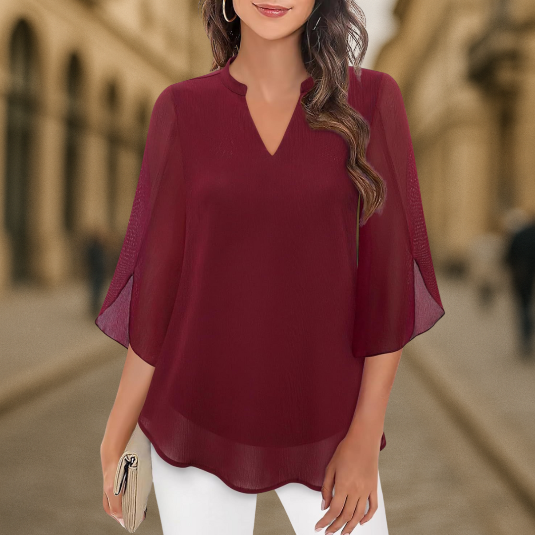 Flowy V-Neck Chiffon Women’s Blouse