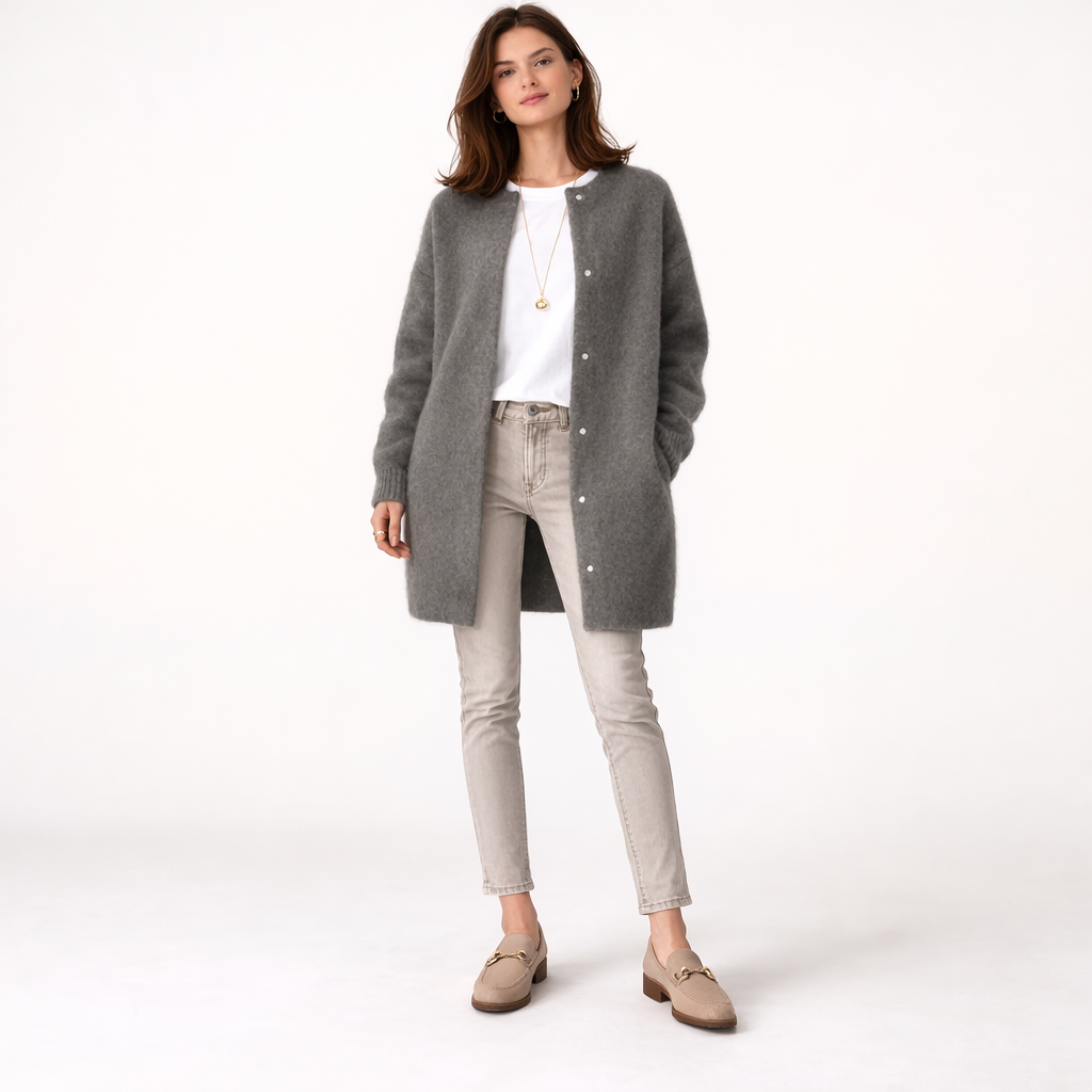 ROSEFIELD – Women’s Soft Wool Sweater with Suede Touch