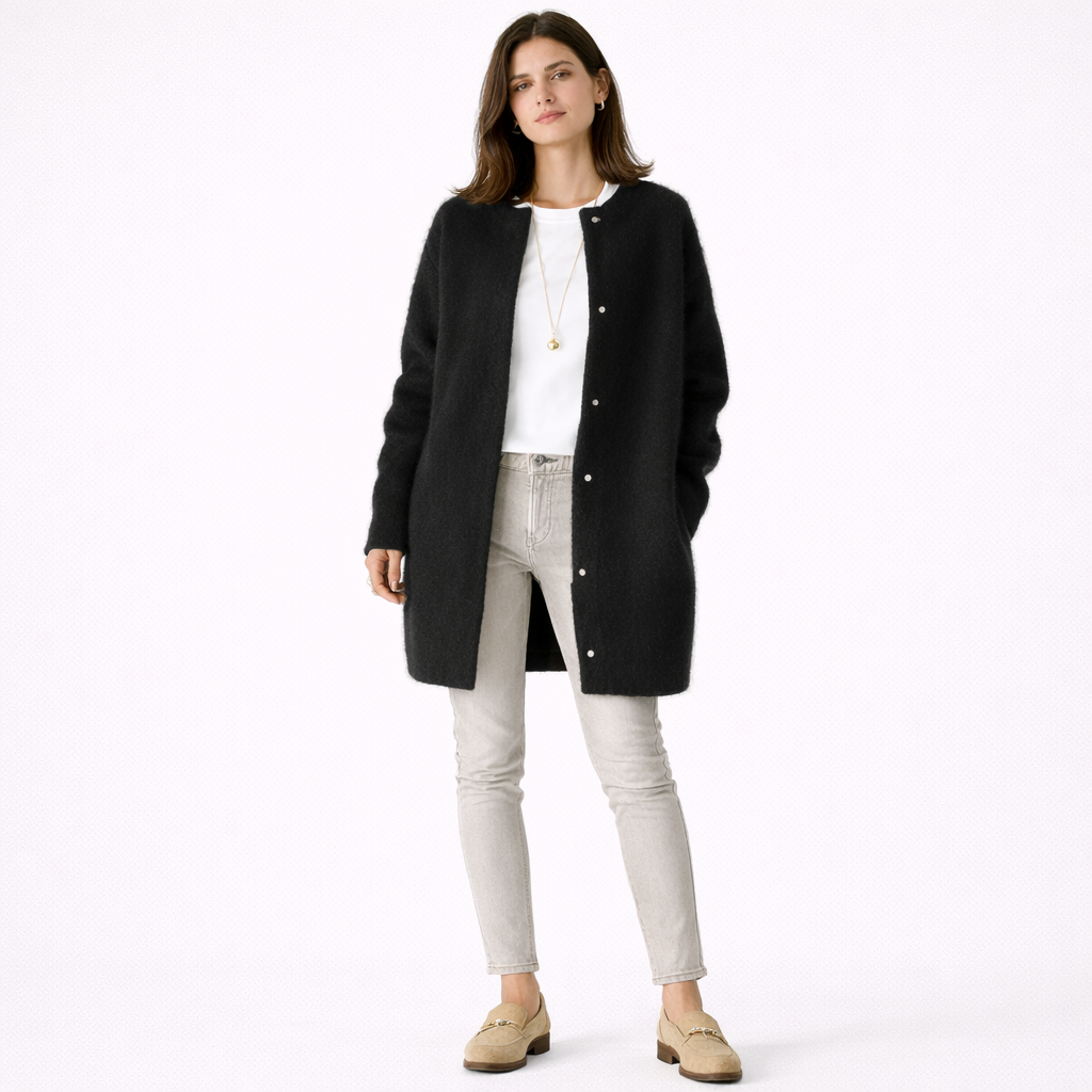 ROSEFIELD – Women’s Soft Wool Sweater with Suede Touch