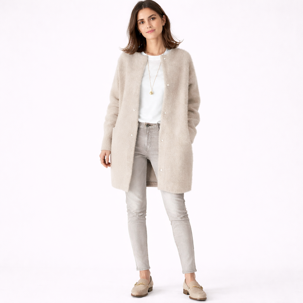 ROSEFIELD – Women’s Soft Wool Sweater with Suede Touch