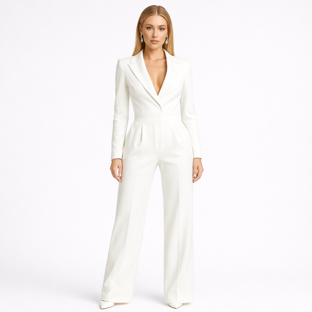 STIRLING – Luxe Wrap Jumpsuit with Sleek Sleeves & Fluid Finish