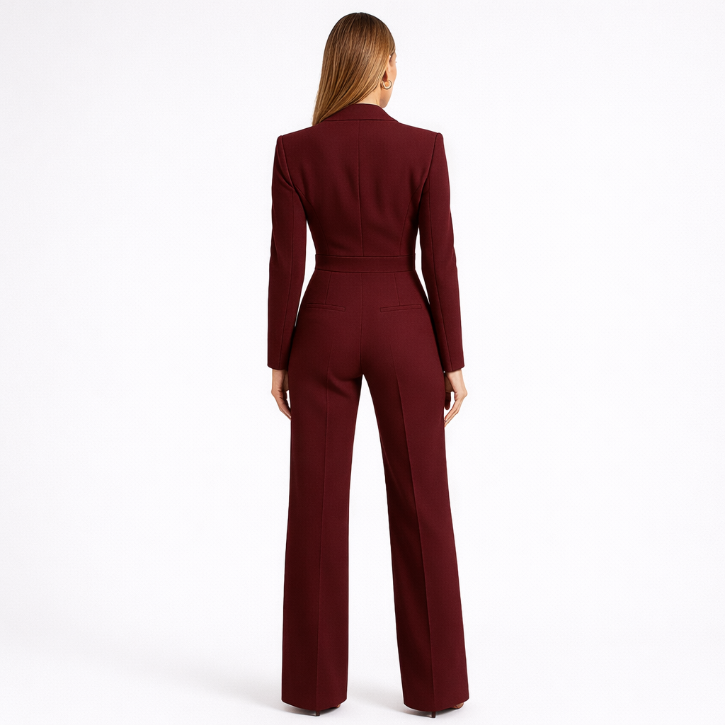 STIRLING – Luxe Wrap Jumpsuit with Sleek Sleeves & Fluid Finish