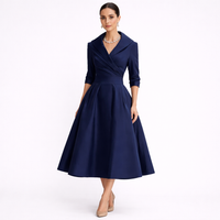 AVERLY – Elegant V-Neck Midi Dress with Graceful Formal Silhouette