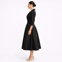 AVERLY – Elegant V-Neck Midi Dress with Graceful Formal Silhouette