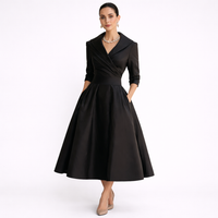 AVERLY – Elegant V-Neck Midi Dress with Graceful Formal Silhouette