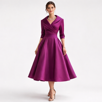 AVERLY – Elegant V-Neck Midi Dress with Graceful Formal Silhouette