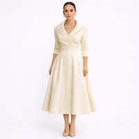 AVERLY – Elegant V-Neck Midi Dress with Graceful Formal Silhouette