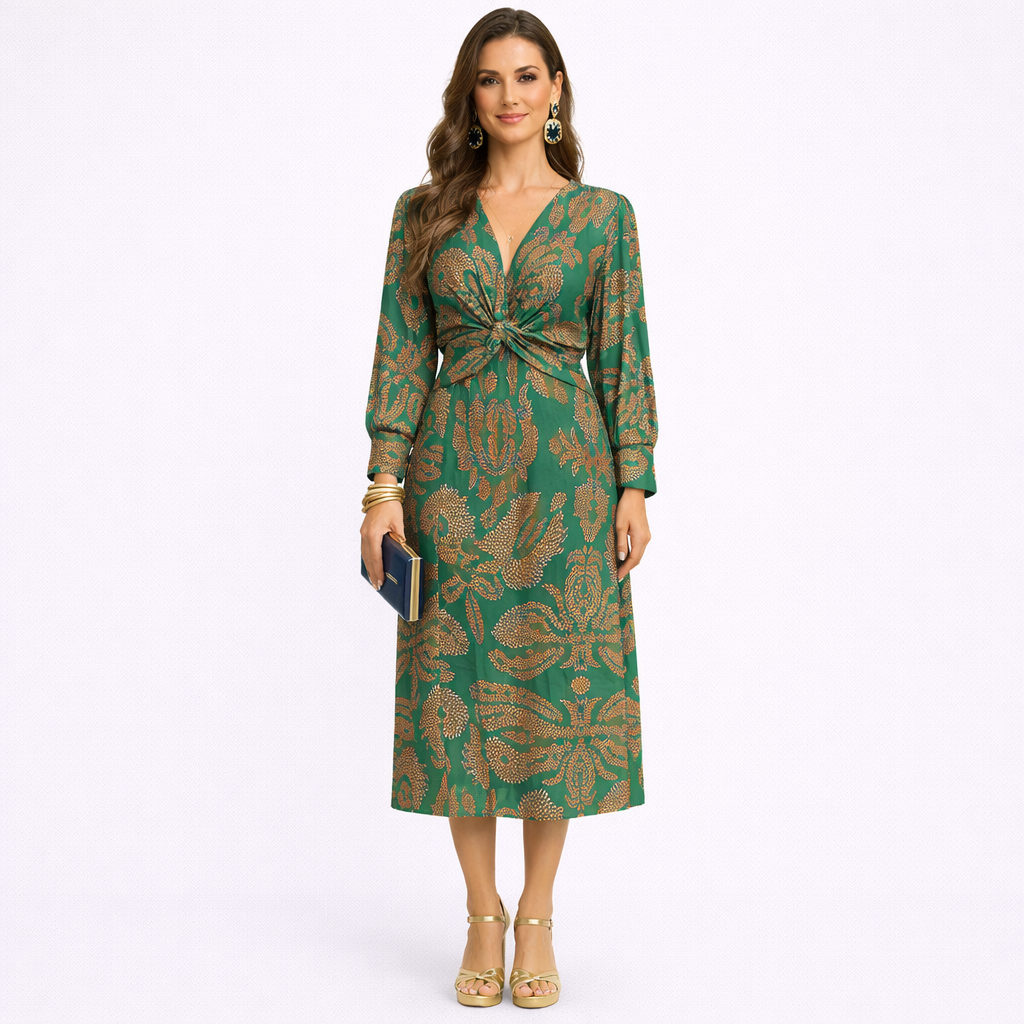 MARISTEL – Summer A-Line Maxi Dress with Statement Front Knot