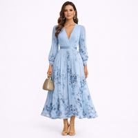 CALIARA – Airy Pleated Maxi Dress with Delicate Ribbon Tie