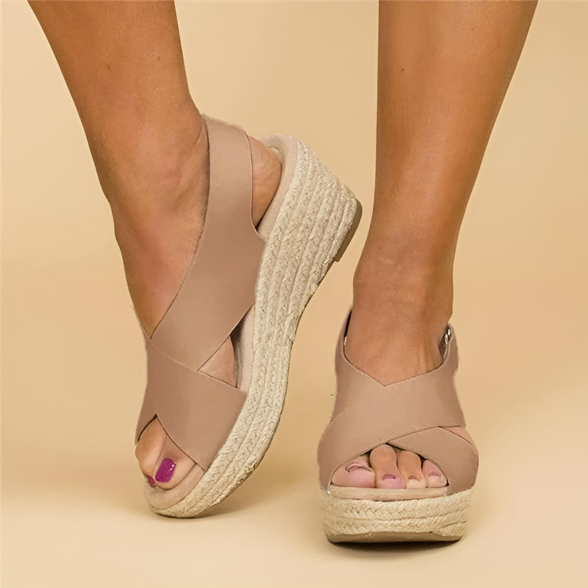 Clara | Comfortable Espadrille Wedge Sandals with Adjustable Cross Straps 0