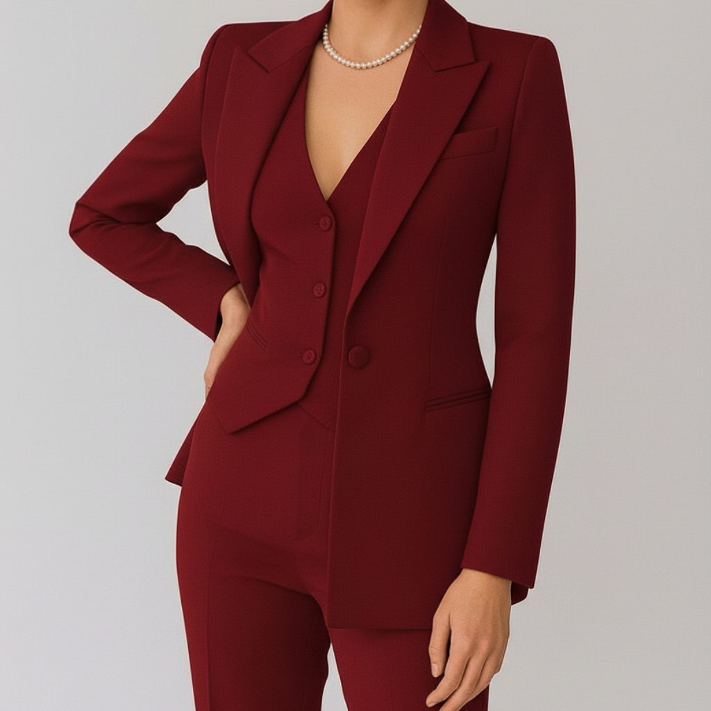 | Chic Three-Piece Tailored Suit Ensemble for Polished Summer Style