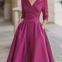 Elegant Vintage-Inspired Satin Midi Dress - Womens Wedding Guest & Cocktail Dress 10
