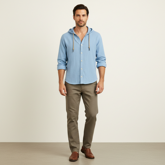 Emerson | Lightweight Cotton-Linen Blend Hoodie Shirt for Effortless Style 0