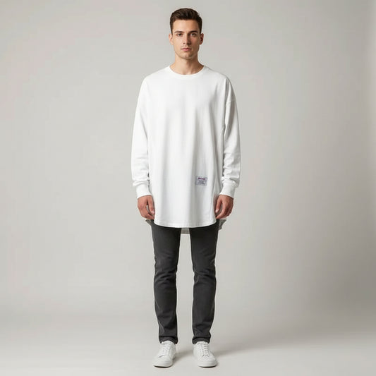 Zevanto | Oversized Cotton Pullover with Drop Hem