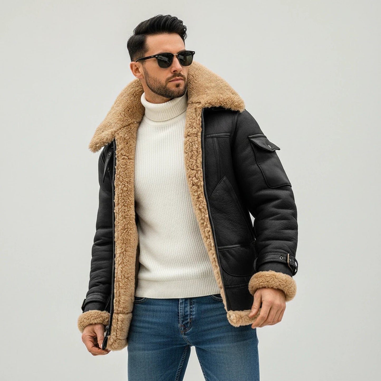 Ethan | Classic Shearling Aviator Jacket for Timeless Style and Warmth 1