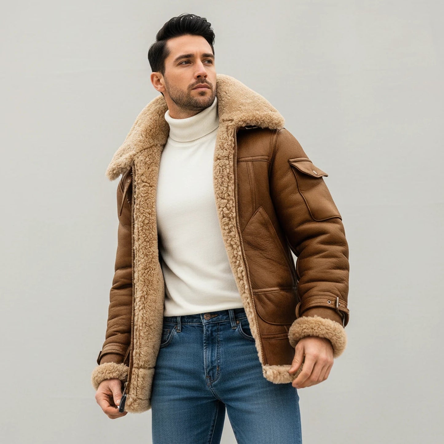 FlightForm | Timeless Shearling Aviator Jacket for Winter Style